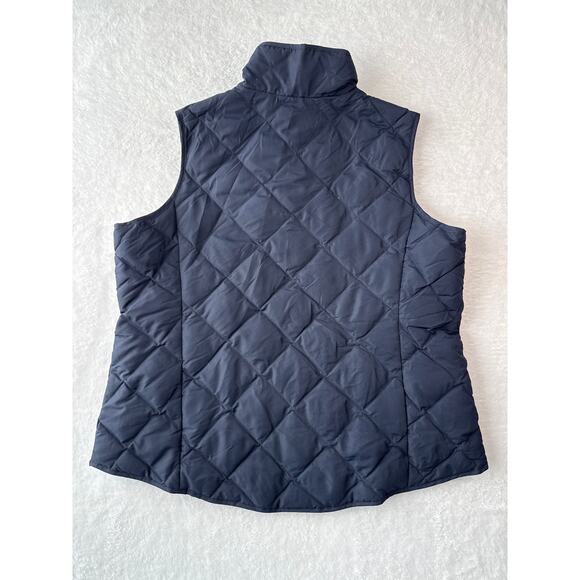 Talbots Lightweight Diamond Quilted Vest Size XL Preppy Navy Blue Full Zip - Picture 6 of 6